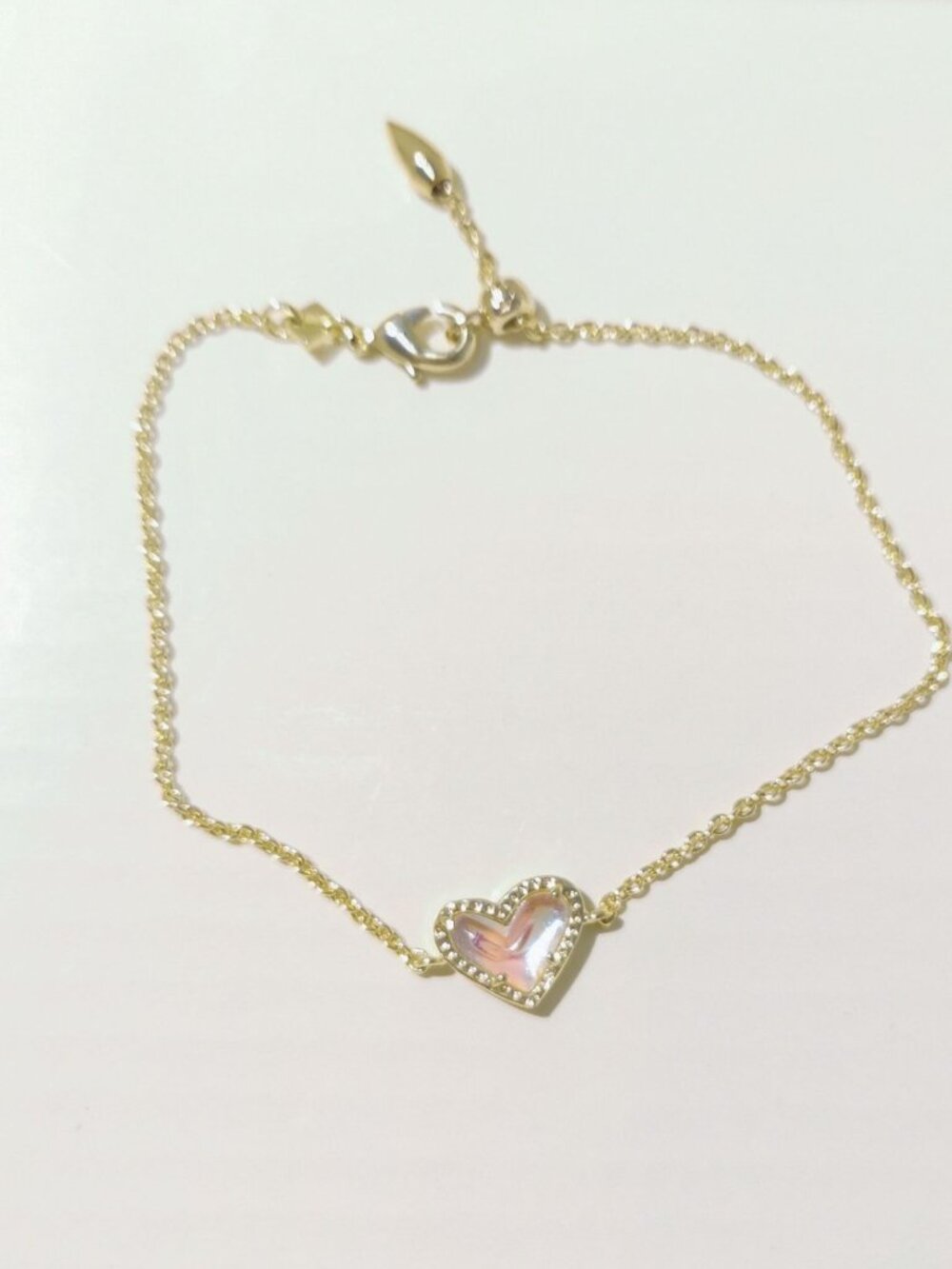 Kendra Scott Ari Heart Chain Bracelet Dichroic Glass - Picture 2 of 3